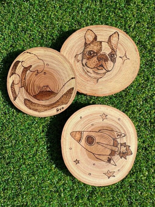 [Fujinomiya City] Wood burning experience and original coaster making